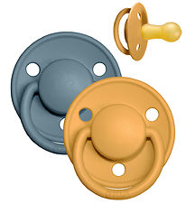 BIBS De Lux Pacifiers - Size 2 - 2-Pack - Round - Mustard/Petrol