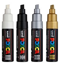 Posca Markers - PC-8K - 4 pcs - Black/White/Metallic