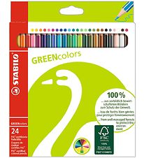 Stabilo Crayons de couleur - Couleurs Vertes - 24 pces - Multico