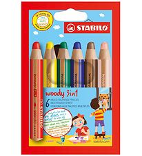 Stabilo Crayons de couleur - Bois 3-en-1 - 6 pces - Multicolore