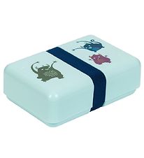 A Little Lovely Company Lunchbox - Turquoise w. Monsters