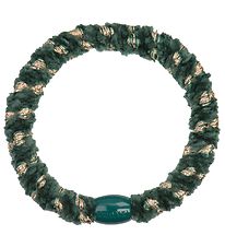 Kknekki Hair Tie - Green/Gold Velour w. Glitter