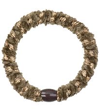 Kknekki Hair Tie - Brown/Gold Velour w. Glitter