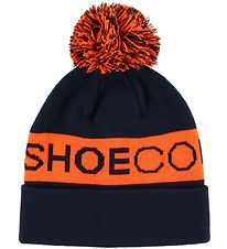DC Hat - Knitted - Navy/Neon Orange w. Pom-Pom