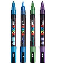 Posca Markers - PC-3ML - 4 pcs. - Blue/Green/Violet w. Glitter