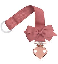Little Wonders Pacifier Clip - Cinnabar w. Bow/Copper Heart