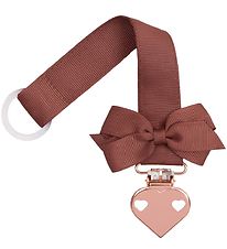 Little Wonders Pacifier Clip - Chutney w. Bow/Copper Heart