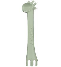 Tiny Tot Couvert - Cuillre/Fourchette - Silicone - Vert Cendr