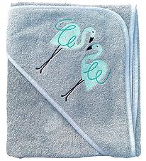 Nrgaard Madsens Hooded Towel - 75x75 - Dusty Green w. Flamingo