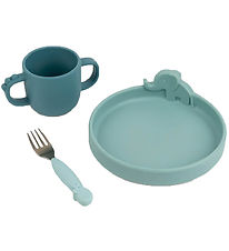 Done by Deer Dinner Set - Silicone - 3 Parts - Peekaboo - Blue