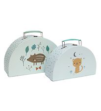 Petit Monkey Valise en Carton - 2 pces - 28/24 cm - Vert Menthe