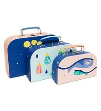 Petit Monkey Suitcase Set - 25,5x23x20 cm - 3 pcs. - Moon Drops
