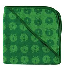 Småfolk Baby towel - 75x75 cm - Green w. Apples