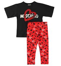 Moschino Set - T-shirt/Leggings - Svart/Rd m. Tryck