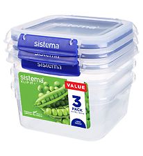 Sistema Lunchbox - Square Klip it Plus - 3-Pack - 1,15L - Blue