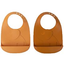 Done By Deer Bib - 2-pack - Silicone - Elphee Mustard