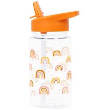 A Little Lovely Company Water Bottle w. Straw - 450 ml - Orange