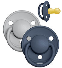 BIBS De Lux Pacifiers - Size 2 - 2-Pack - Round - Cloud/Steel Bl
