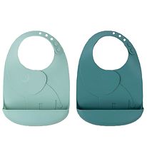 Done By Deer Bib w. Food Catcher - 2-pack - Silicone - Elphee Bl