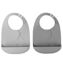 Done By Deer Bib w. Food Catcher - 2-pack - Silicone - Elphee Gr