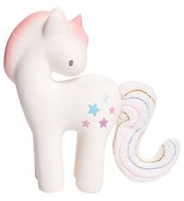 Tikiri Teething Toy - Natural Rubber - Candyfloss Unicorn - Whit