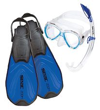 Seac Snorkelset m. Flippers - Tris-zoom Jr - Blauw