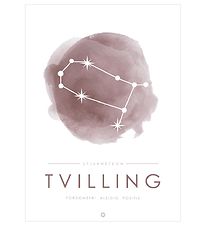 Citatplakat Affisch - A3 - Constellation - Tvilling - Rosa