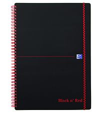 Oxford Notebook - Spiral - Squared - A4 - Black/Red