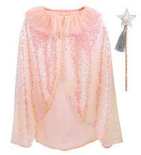Meri Meri Costume - Cloak and Magic Wand - Pink w. Glitter