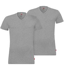 Levis T-Shirt - V-Ausschnitt - 2er-Pack - Mittelgraue Grey Melan