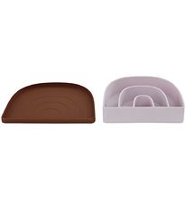 OYOY Plate & Bowl - Silicone - Rainbow - Lavender/Caramel