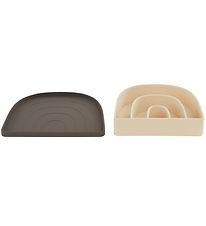 OYOY Plate & Bowl - Silicone - Rainbow - Choco/Vanilla