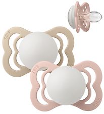 BIBS Supreme+ Glow Snuðin - Stærð 1 - 2 Pakki - Samhverf - Blush