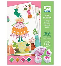 Djeco Set de tampons - Mix & Match - Flower Girls