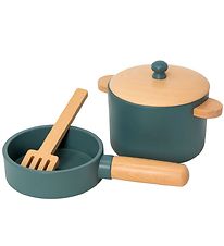 MaMaMeMo Pot/Pan Set - Wood - Emerald Green