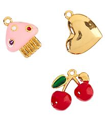 Me&My BOX Pendant - 3-Pack - Heart/CupCake/Cherry - Gold plated