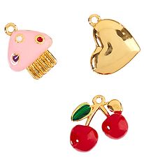 Me&My BOX Pendentif - 3 Pack - Coeur/CupCake/Cerise - Plaqu Or