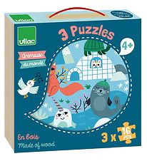 Vilac Puzzle Game - 3x16 Bricks - Animal