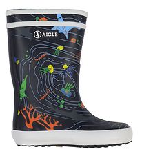 Aigle Rubber Boots - Lolly Pop - Navy w. Sea Animals