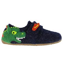 Living Kitzbhel Pantoffels - Wol - Donker Blauw m. Draak