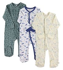 Pippi Baby Jumpsuit w. Footies - Assorted - Petrol/Blue w. Patte