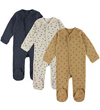 Pippi Baby Jumpsuit w. Footies - Assorted - Petrol/Blue w. Patte