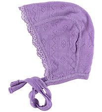 Joha Baby Hat - Wool/Silk - Purple w. Pointelle