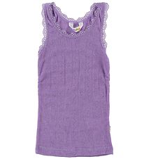 Joha Undershirt - Wool/Silk - Purple w. Pointelle