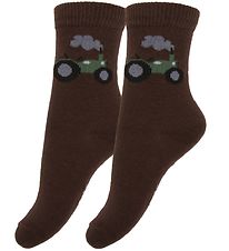 Fuzzies Socks - 2-Pack - Brown w. Tractor