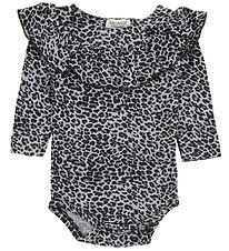 MarMar Romper - l/s - Grijs Luipaardprint m. Ruche