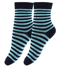 Fuzzies Socks - 2-Pack - Black/Turquoise Striped