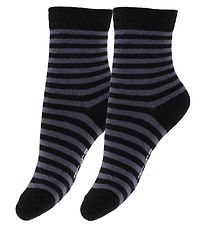 Fuzzies Socks - 2-Pack - Black/Grey Striped