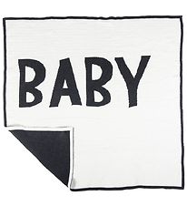 Sebra Knitted Baby Blanket - 80x80 - Ivory/Charcoal
