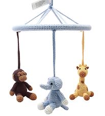 NatureZoo Baby Mobile - Light Blue w. Elephant/Giraffe/Monkey